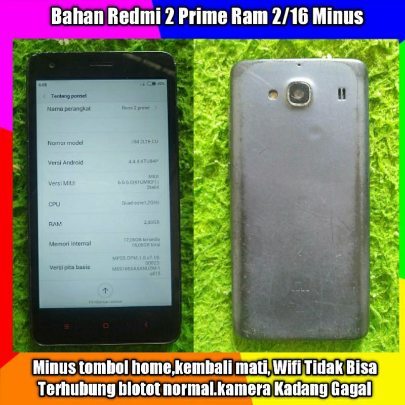 Hp Redmi 2 Prime Minus ( Bahan ) Ram 2/16gb