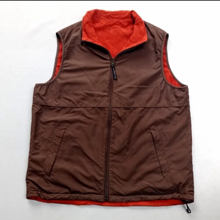 rompi uniqlo reversible nylon polar vest outdoor casual