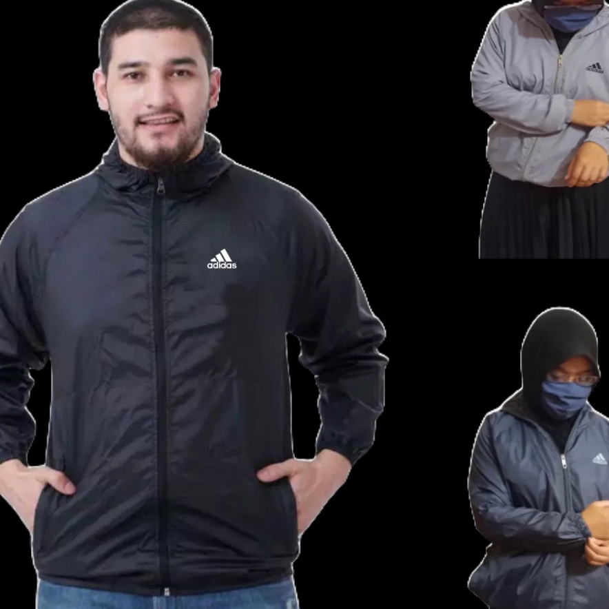 Jaket Olahraga Pria Wanita Sepeda Lari Running Pembakar Lemak Original Parasut Jogging SPORT POLOS m