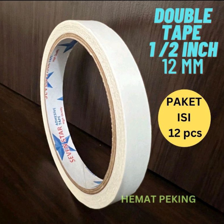 

PERFECT Double Tape 12 mm Paket isi 12 pcs 12 inch Isolasi bolak balik Putih