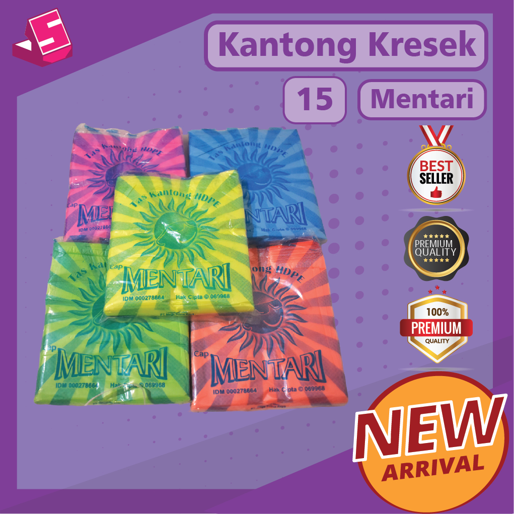 Kantong kresek Mentari 15 / Kresek Warna warni / Kresek Multiguna / Kresek Qurban/ Bebas pilih warna