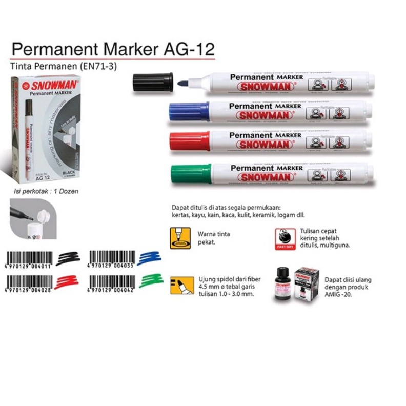 

Spidol snowman permanent AG12 1pak12pcs l C4J9