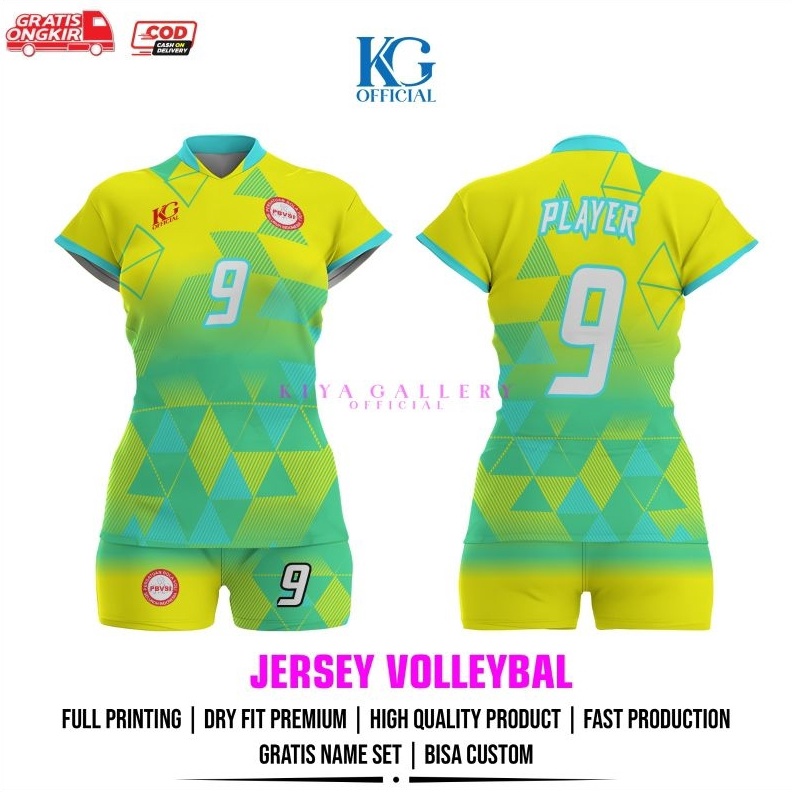JERSEY VOLI WANITA YELLOW FULL PRINTING GRATIS NAMA DAN NOMOR v B2A4