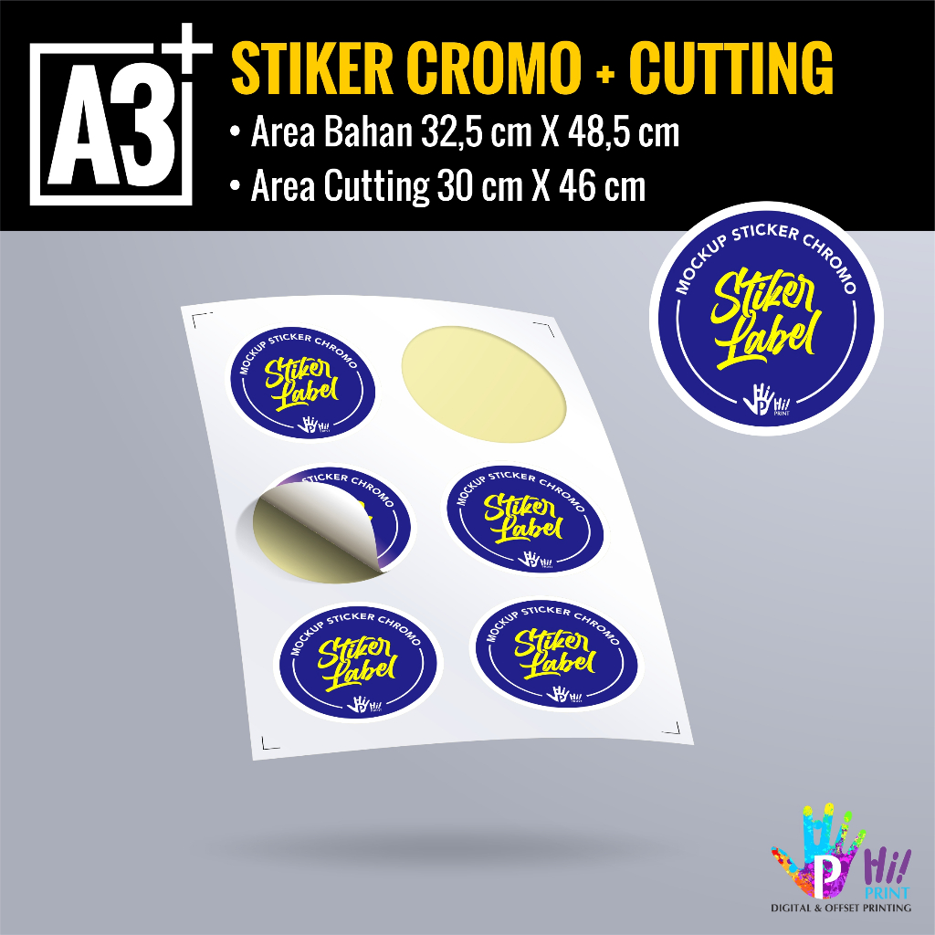 

Print / Cetak Stiker Label Chromo A3+ CUT Ukuran Kecil