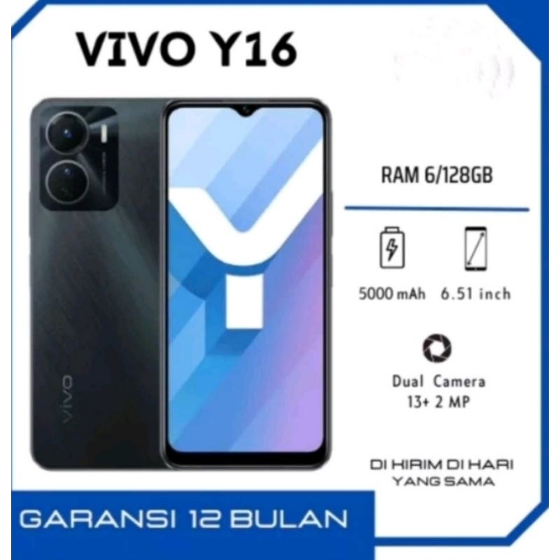 HP VIVO Y16  RAM 6/128 GB BARU% BERGARANSI 1 TAHUN ORIGINAL