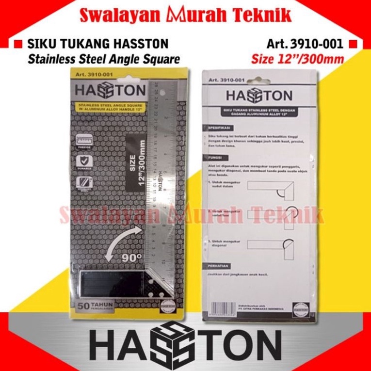 

HASSTON Art 3911 SIKU TUKANG 12 CARPENTER SQUARE PENGGARIS SIKU x L6C2