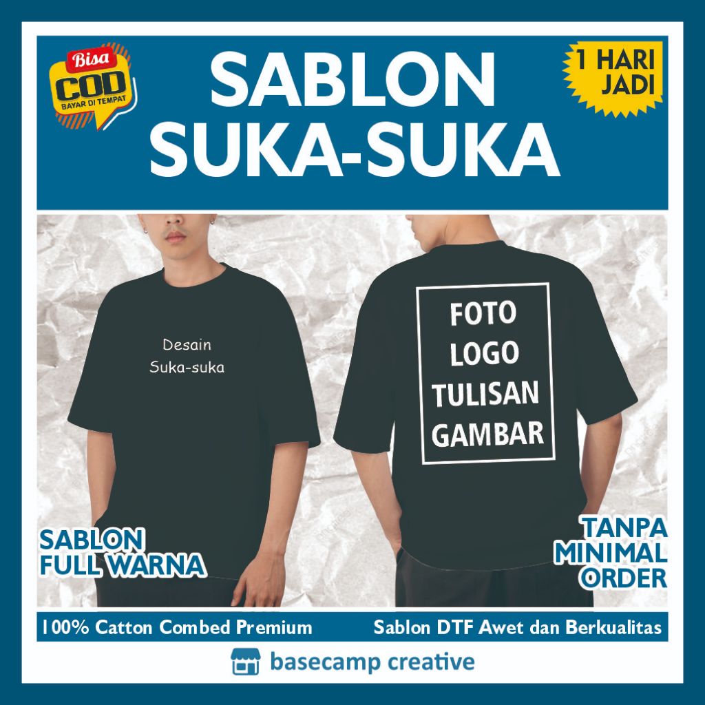 KAOS SABLON SUKA-SUKA / KAOS CUSTOM DESAIN SATUAN / SABLON SATUAN