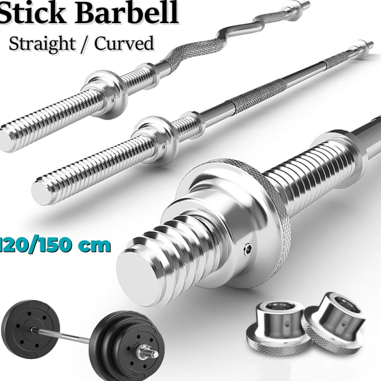 Stick Barbel Dumbell Solid Bar Barbell Stik Lurus Straight Bar Fitnes Home Gym s S1Z4
