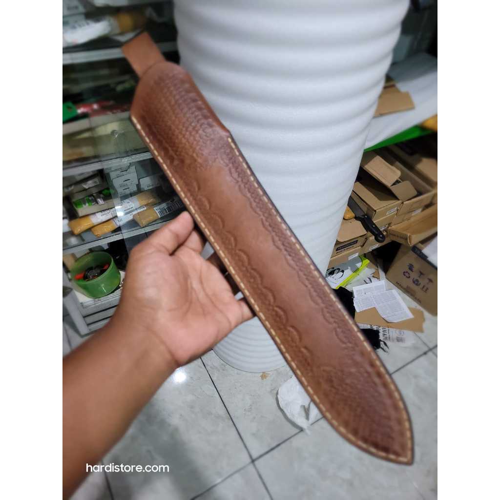 Sarung Kulit Asli Untuk Pisau Sembelih model Bowie 31 cm Victorinox Rosewood