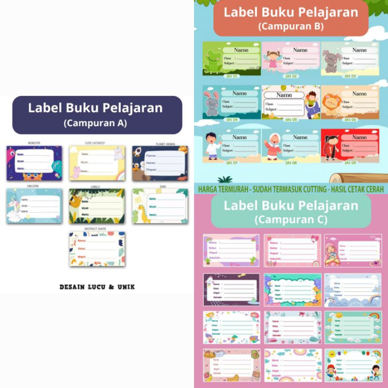 

(60 pcs) Stiker Label Nama Mata Pelajaran Buku Sekolah Tahan Lama Anti Air Anti Sobek Berkualitas
