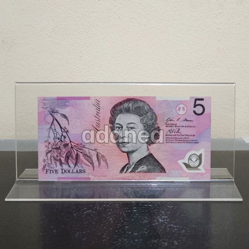 Pajangan Hiasan Akrilik Display Uang Australia 5 Dolar Old Series Polymer