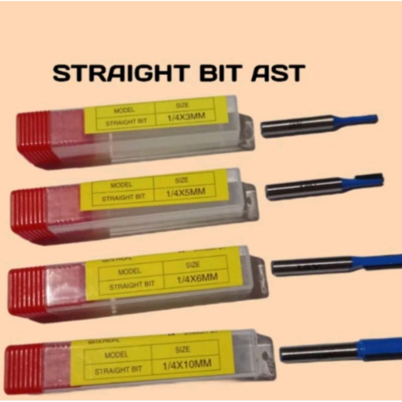 (AST STRAIGHT BIT) MATA PROFIL KAYU STRAIGHT BIT 1/4" X 5/6/8/10 MM/MATA TRIMMER PROFIL AST/MATA PRO