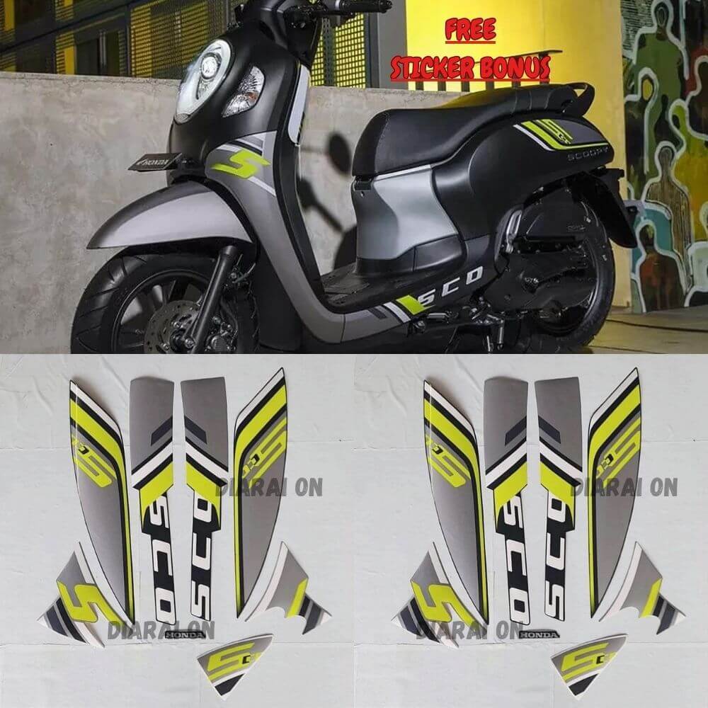 Striping Stiker Honda Scoopy Sporty 2023 - Scoopy 2023 Hitam Silver Murah