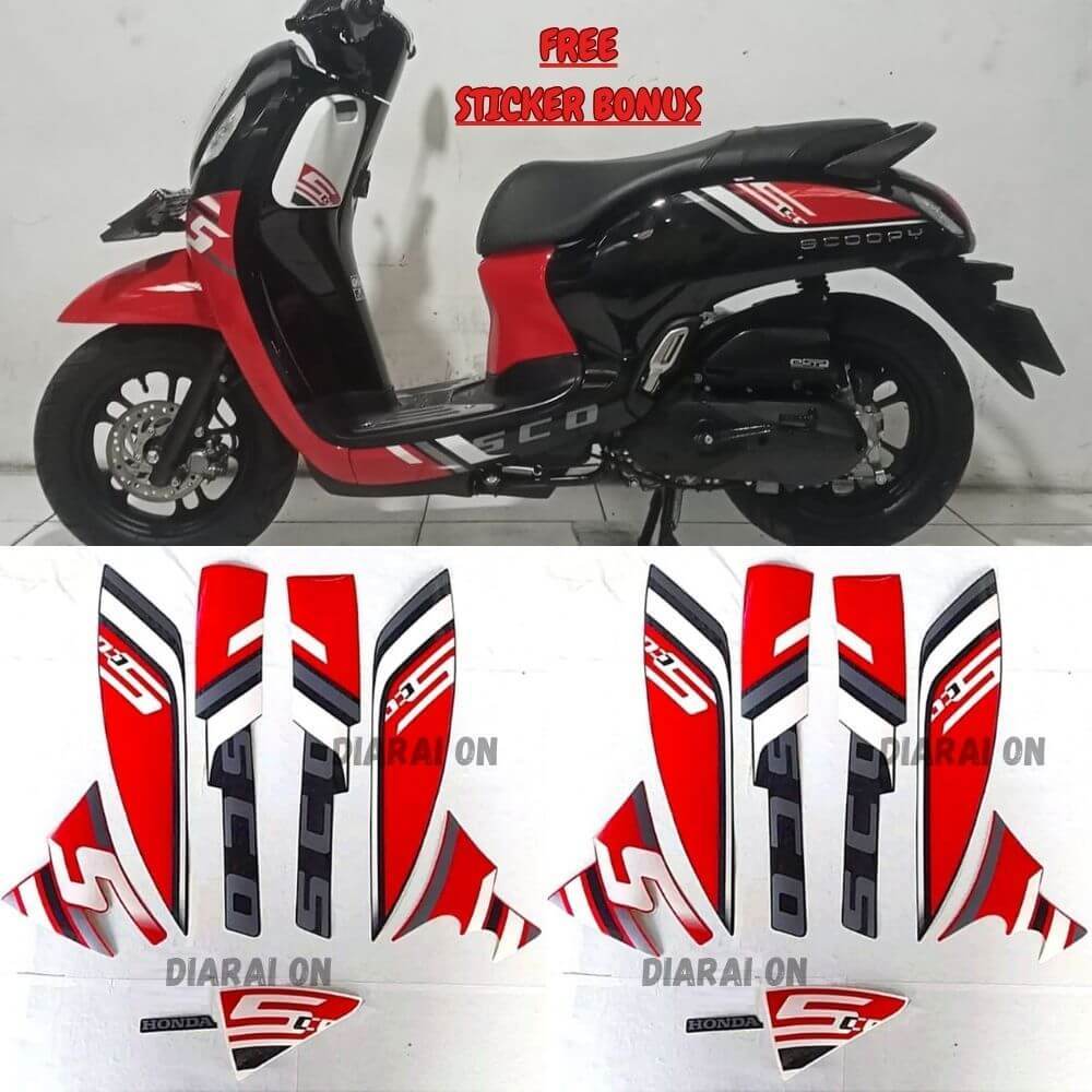 Striping Stiker Honda Scoopy Sporty 2023 - Scoopy 2023 Merah Murah