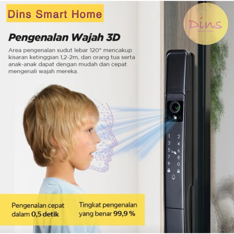 Dins Smart Door Lock Pintu Sliding/Geser Aluminium Kayu PVC