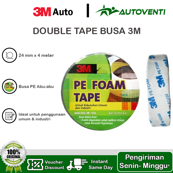 

DOUBLE TAPE BUSA 3M Pe Foam Tape 24 mm x 4 M ORIGINAL SERBAGUNA