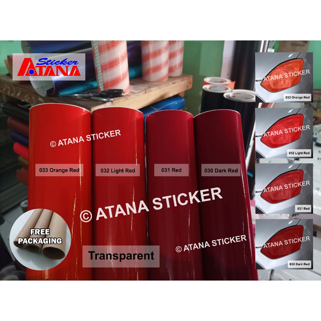 Skotlet Merah Transparan Tembus Pandang Bening Muda Tua Cabai Darah Red Orange Gloss Cutting Stiker 