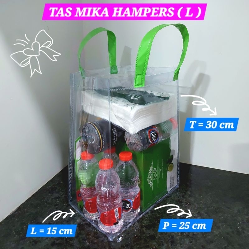 

( 1 Kodi = 20 pcs L ) Tas Mika Hampers ( L ) / Tas Hampers Ulang Tahun Souvernir Nikahan Lebaran / Tas Mika PVC Tebal