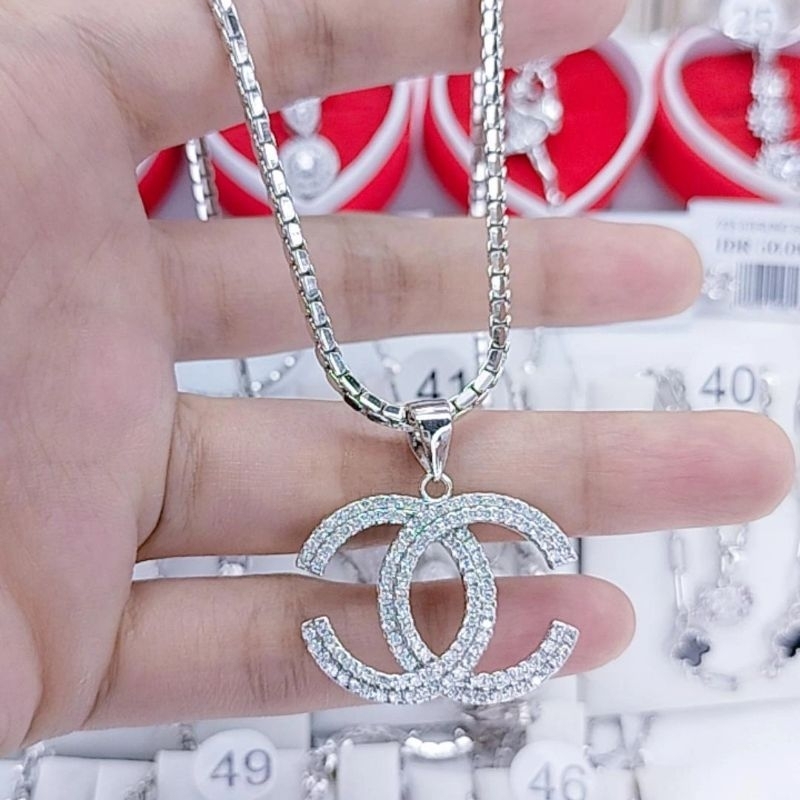 KALUNG ITALI JUMBO + CHN PERAK ASLI 925 LAPIS ETALASE MHELA YULIA