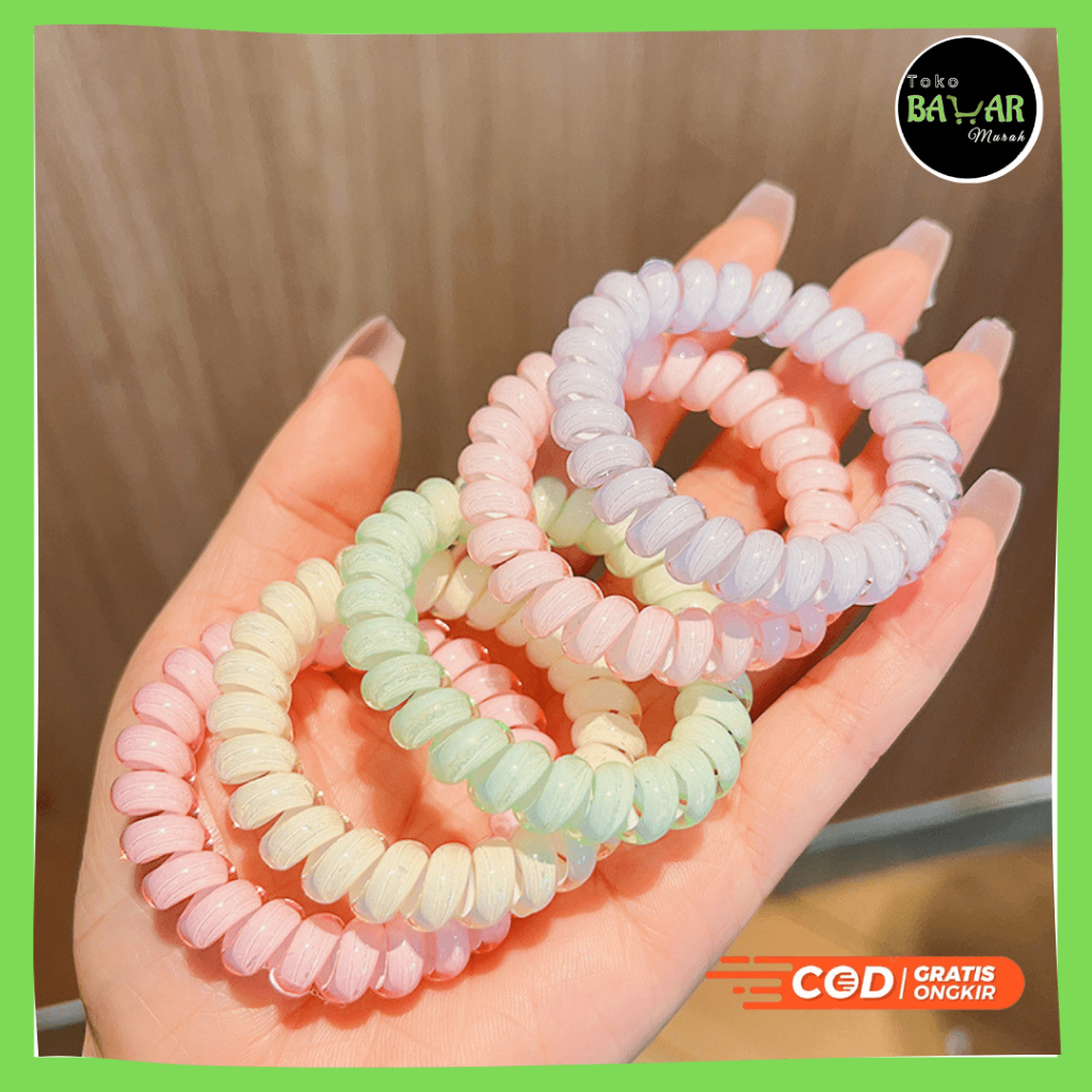 Ikat Rambut Kabel Spiral / Kunciran Rambut Kabel Spiral Besar / Ikat Rambut Karet Kabel Besar