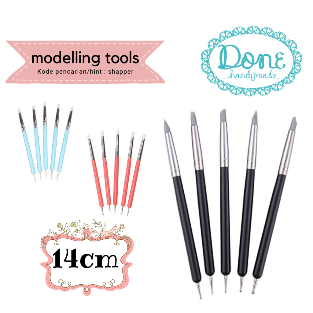 

tyvf Modelling tools dotting tools shapper tools alat clay nail art tools