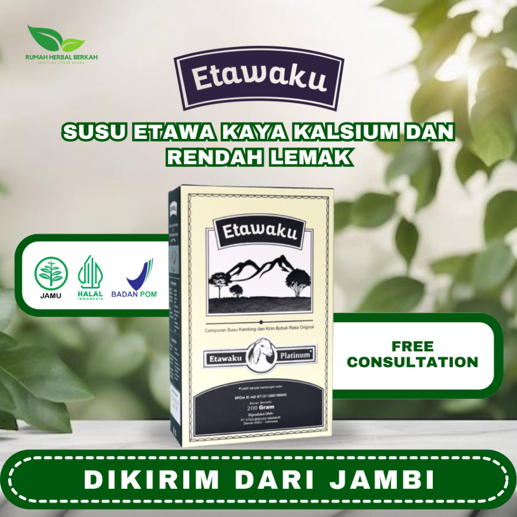 

ETAWAKU PLATINUM - Susu Kambing Etawa Murni No. 1 Terbaik di Indonesia Bantu Mengatasi Gangguan Pernapasan, Sesak Napas, Asma dan Menjaga Kesehatan Tulang dan Sendi, Mengatasi Nyeri Sendi, Asam Urat, Rematik 100% Original 200 gram, Halal BPOM