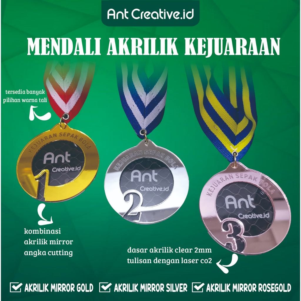 Mendali Kejuaraan / Mendali Akrilik / Mendali Akrilik Custom
