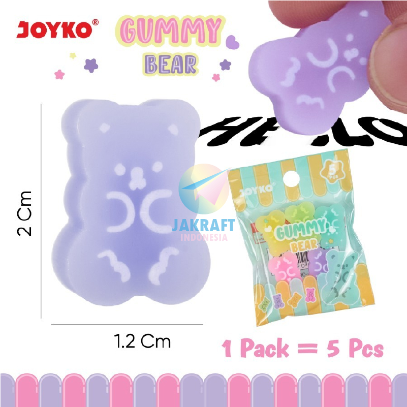 

(5 Pcs) Penghapus Pensil Gummy Bear JOYKO ERT-136 Clean & Dust Free Eraser