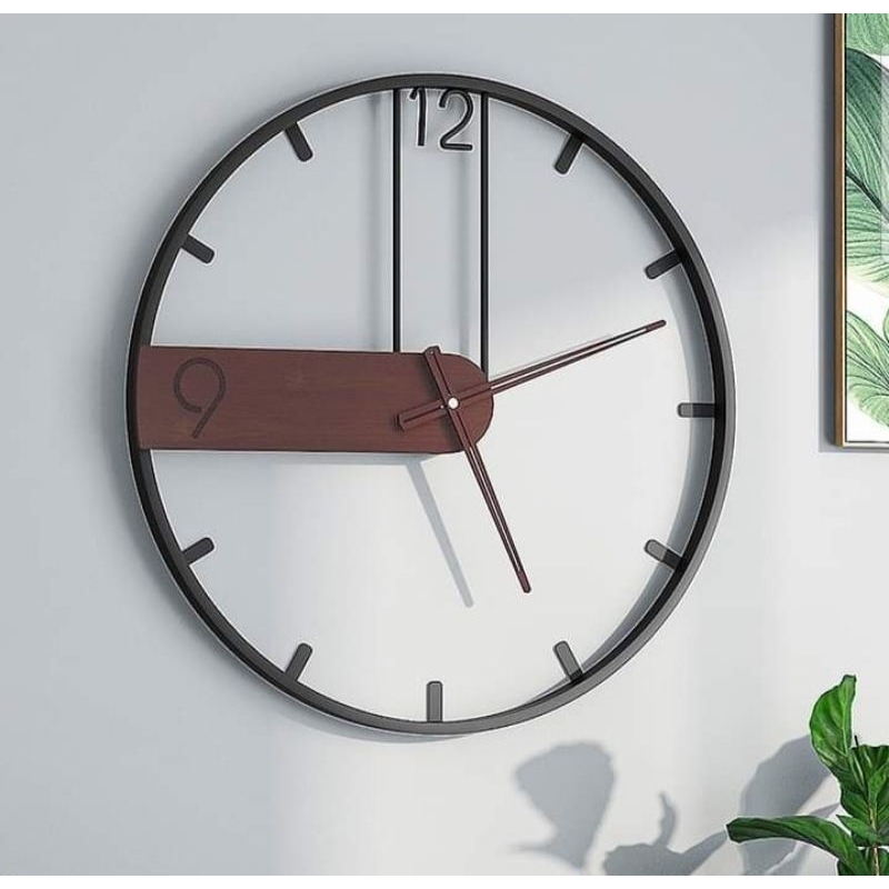 Jam dinding besi / Jam dinding mewah / Jam dinding kombinasi kayu jati