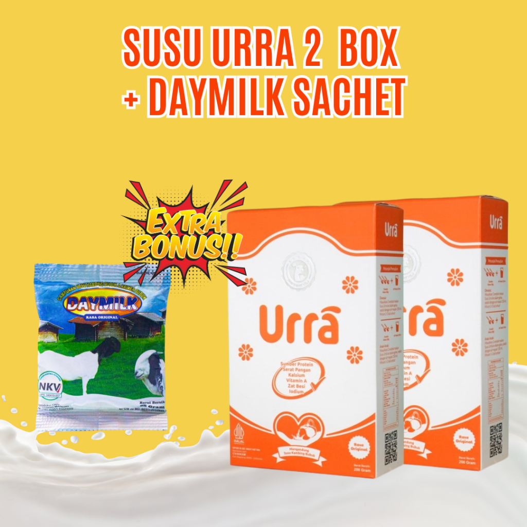 

URRA Susu Kambing Saneen Untuk Penambah Berat Badan & Tinggi Badan Anak - 2 Box + Daymilk Sachet