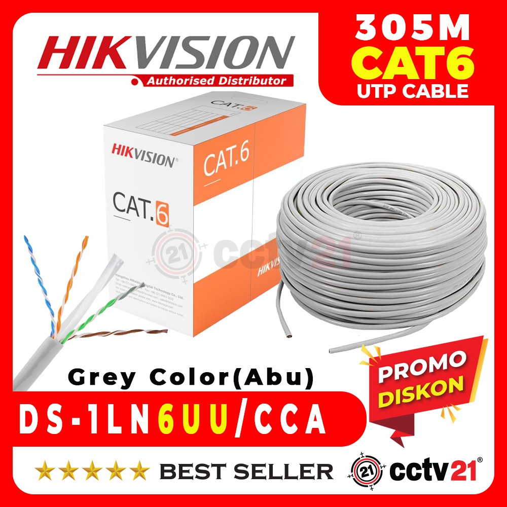 Kabel HIKVISION CAT6 LAN Data UTP IP CAT 6 DS-1LN6UU/CCA 305M Grey Abu