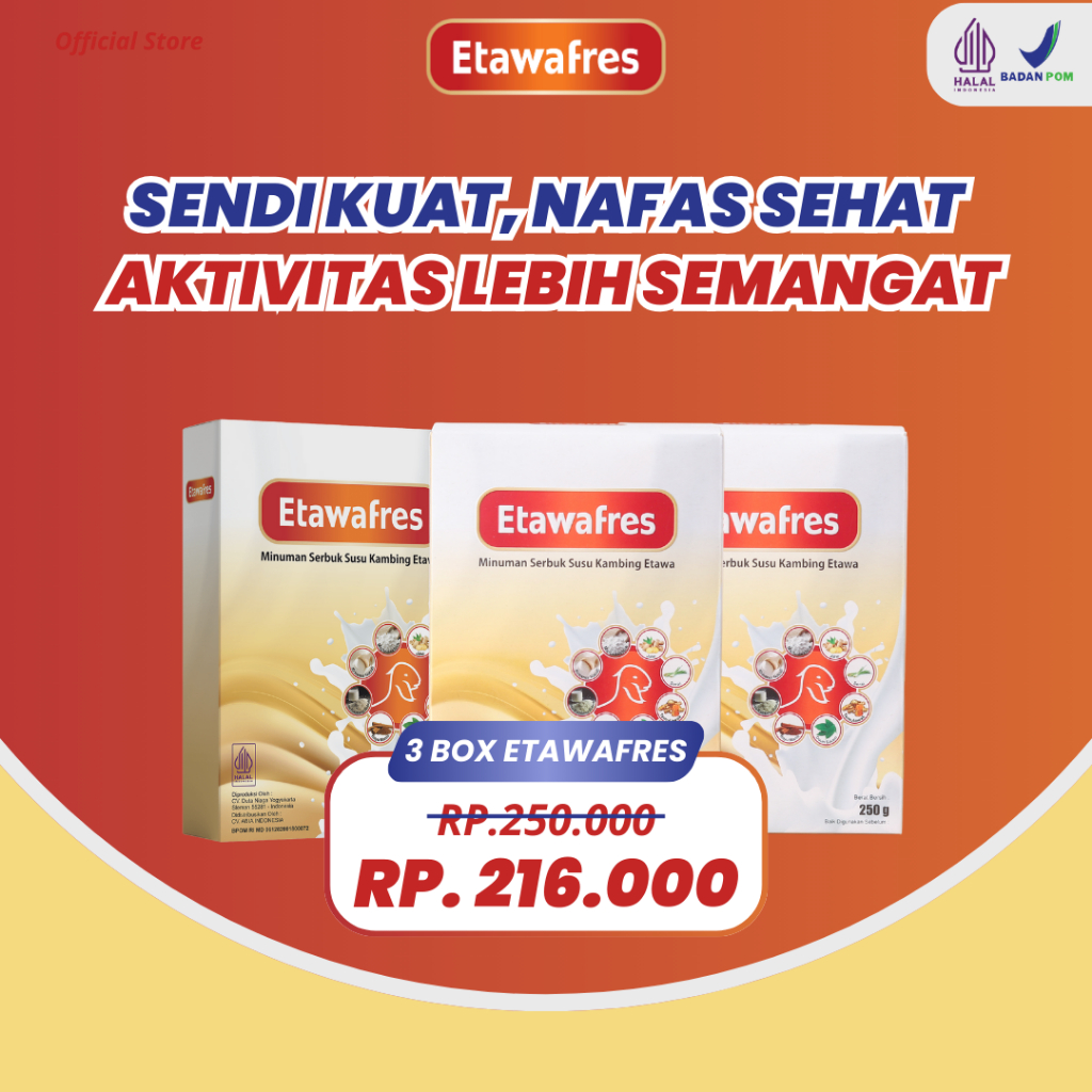 

Etawafres - Membantu Mengatasi Asam Urat, Rematik dan Nyeri Sendi 100% Original Alami Tanpa Efek Samping 3 Box