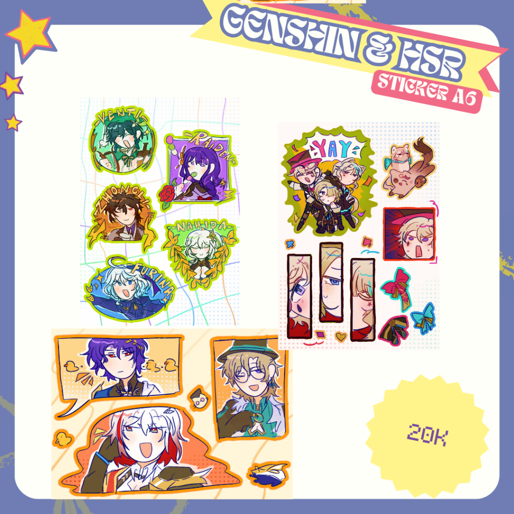 

HSR and Genshin A6 Sticker || Fanmerch