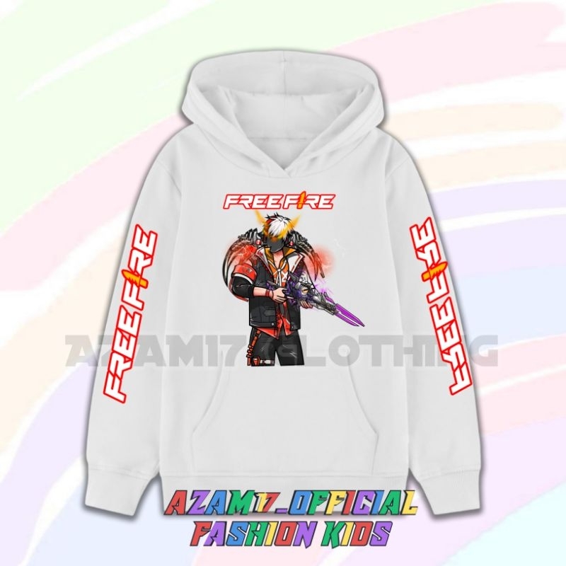 HOODIE JAKET ANAK FF KARAKTER FREE FIRE VERSI SG 2 JUTA EVO GUN FREE NAMA HOODIE SWEATER ANAK KARAKT