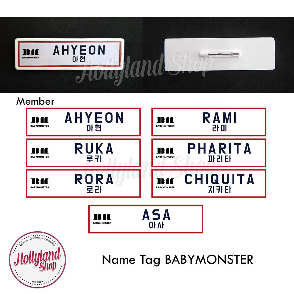 

Name Tag Papan Nama Dada BABYMONSTER (2pcs) Unofficial