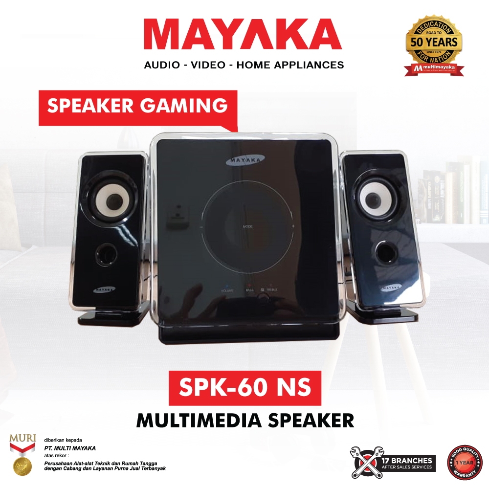 Mayaka Speaker Aktif Multimedia 2.1 Channel Bass Kuat Garansi Resmi 1 Tahun SPK-60NS