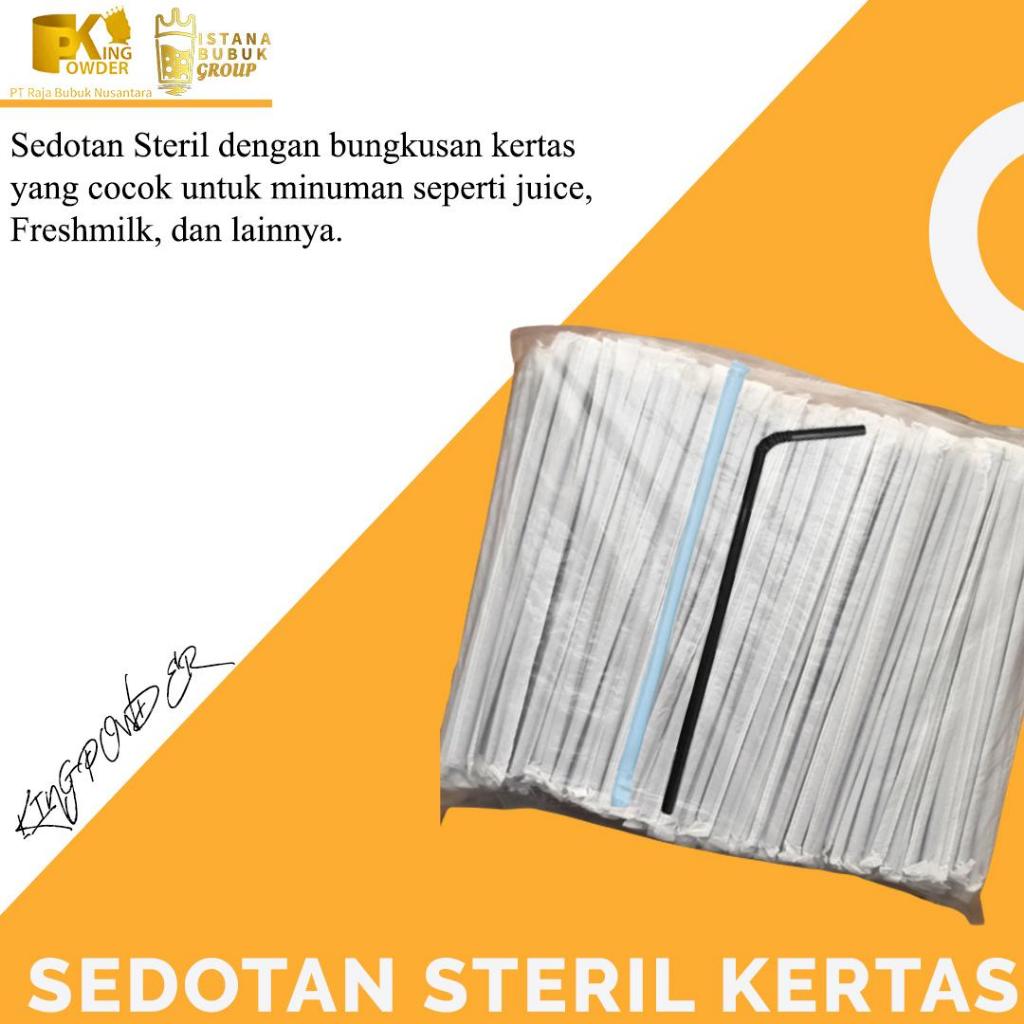 Sedotan Sterill Hitam plastik/kertas 1 Pack Non Boba 18 cm dan 20 cm