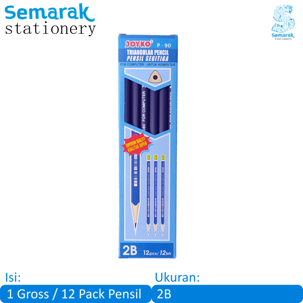 

Joyko P-90 Triangular Pencil For Computer Pensil Segitiga Untuk Ujian 2B [1 Gross / 12 Pack / 144 Pcs]