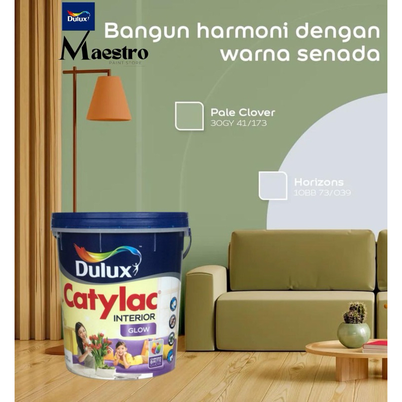 Cat Tembok interior DULUX CATYLAC GLOW hijau sage/ sage green/ PALE CLOVER 22kg/ request warna lain/