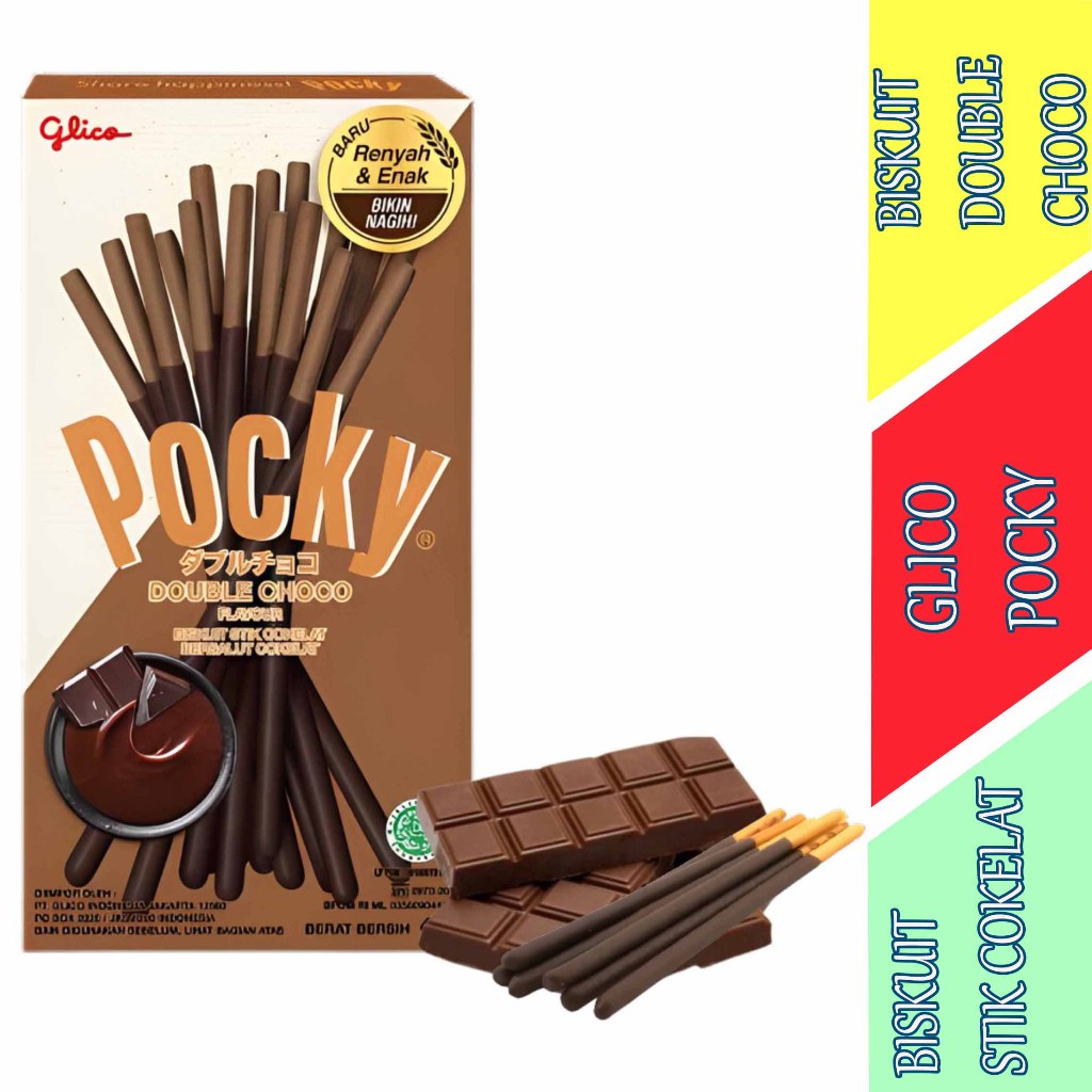 

Biskuit Stik Double Choco - Glico Pocky - Biskuit Stik Cokelat - 47gr