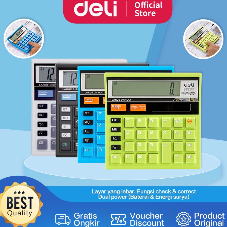 

KODE E32Y Deli Kalkulator Desktop 12 Digit Desain unik garansi 3 tahun E39231F