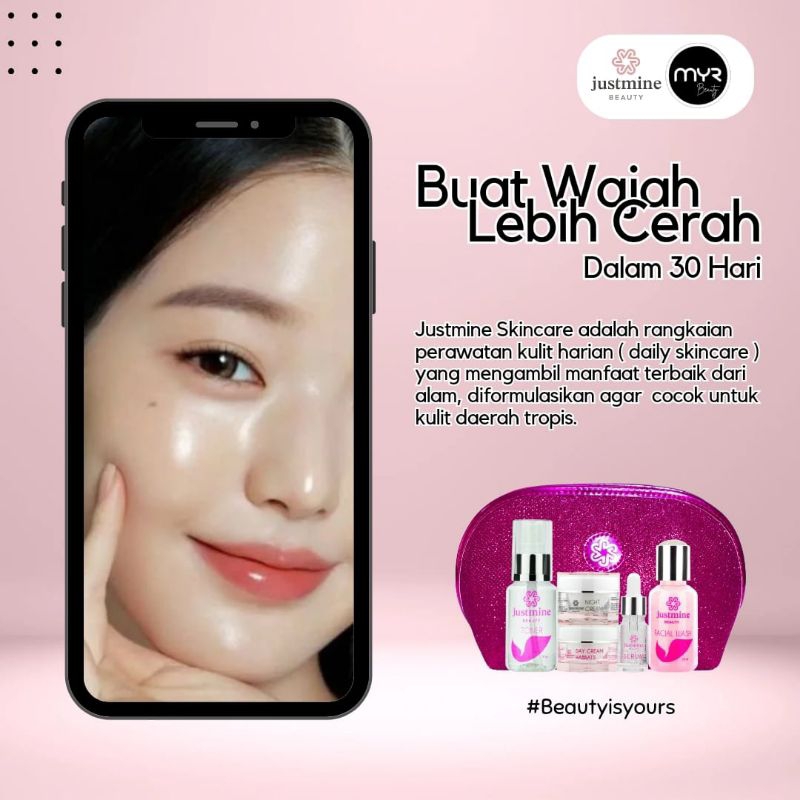 ORIGINAL JUSTMINE PAKET LENGKAP SKINCARE NIGHT GLOW NORMAL / PAKET JUSTMINE REMOVE SPOT FLEK MEMBAND