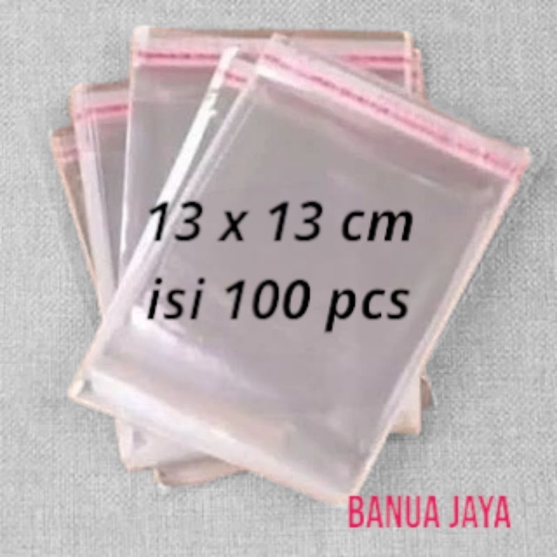 

plastik OPP ukuran 13 * 13 cm isi 100 pcs
