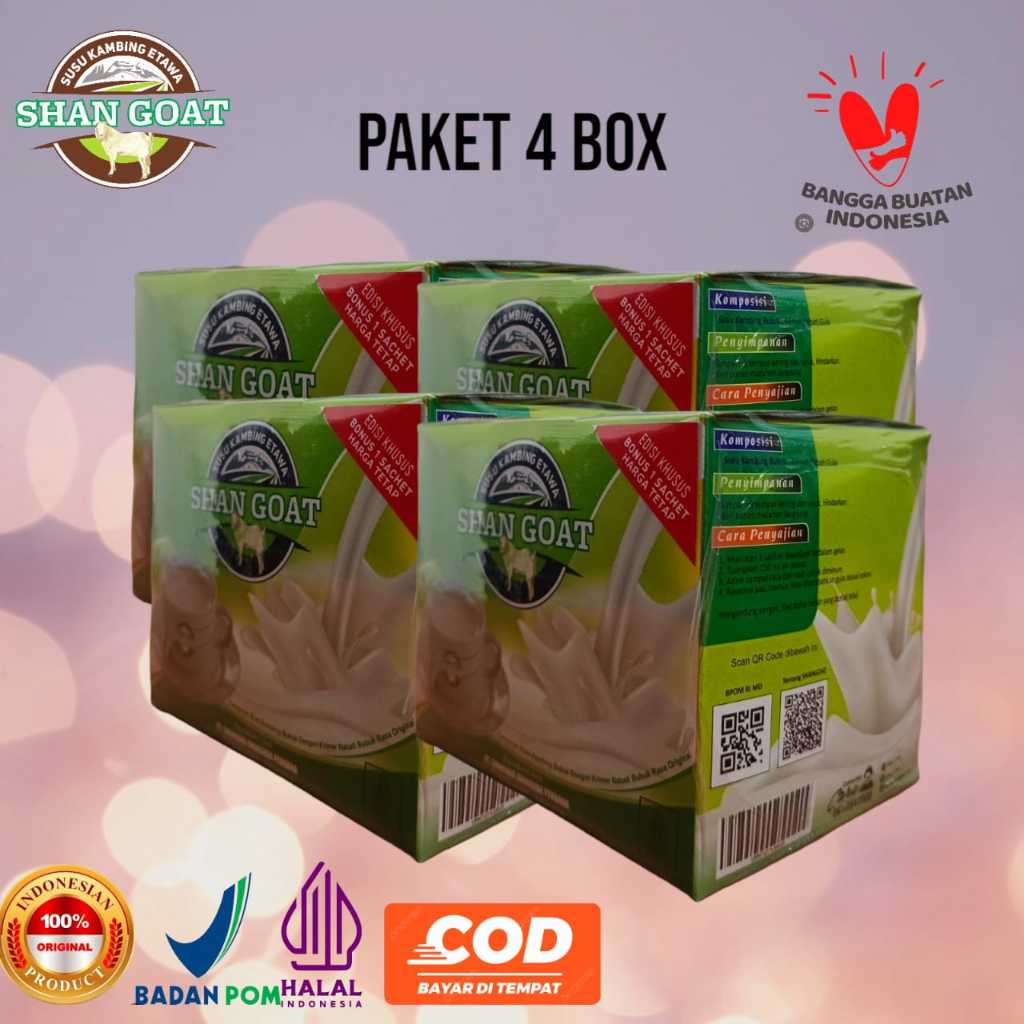 

Shan Goat - Paket 4 Box Susu Kambing Ettawa - tersedia 4 varian rasa