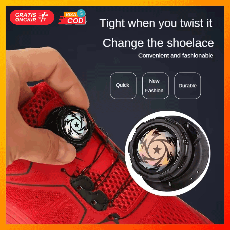 Tali Sepatu Putar Automatis Rotating Shoelace Buckle bahan kawat Nylon panjang 90 cm |Tali Sepatu PD