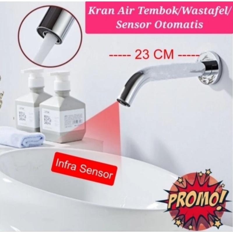 Kran Sensor Tembok Kran Wastafel Kran Wudhu Otomatis Type 801 ( 23CM )
