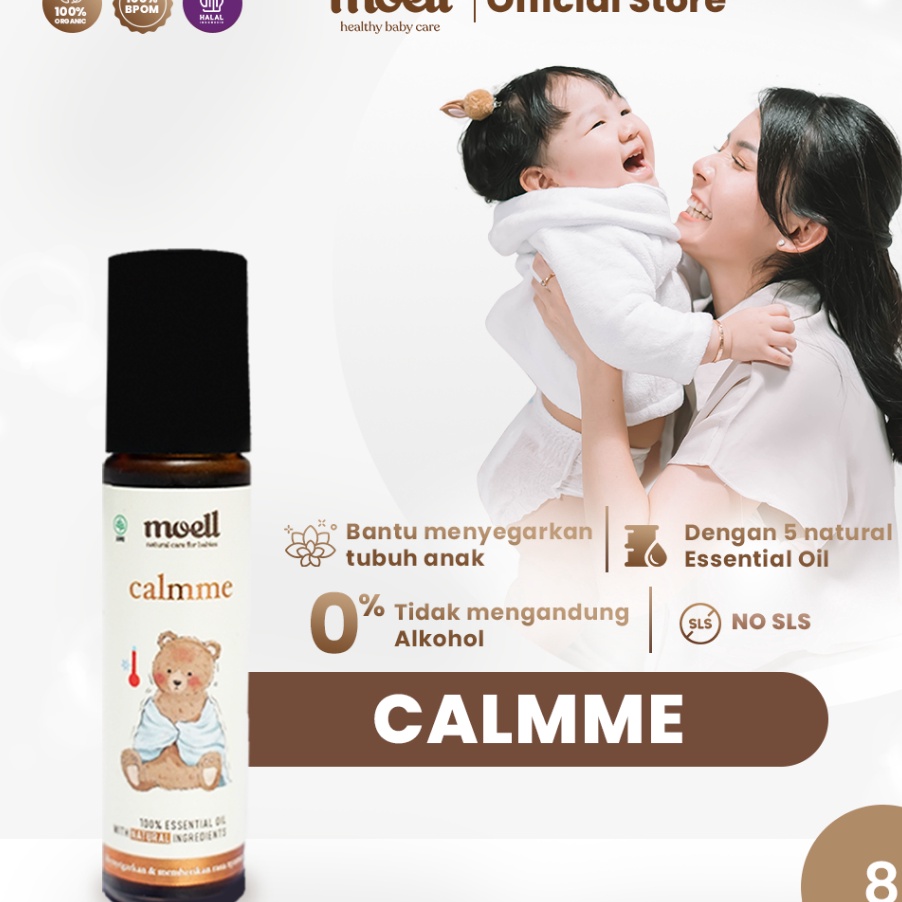 

KF7 Moell Calmme Natural Essential Oil Pereda Demam Pada Anak BPOM