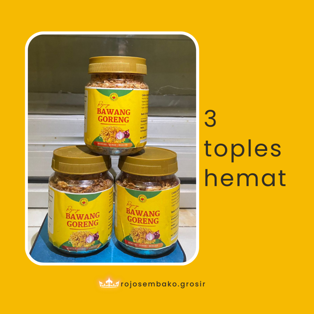 

bawang goreng ori krispi tanpa campuran 3toples(300gr)