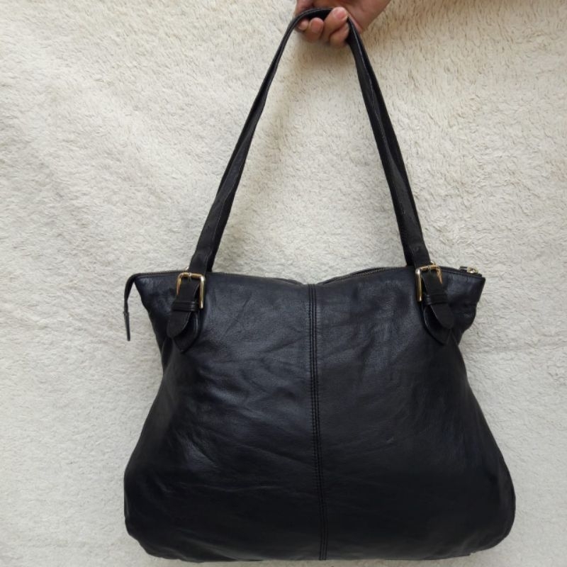 Tas Rookie Bud Shoulder Bag Wanita Kulit Asli Hitam