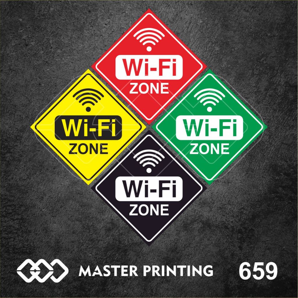 

659 - Stiker WiFi Zone (Zona WiFi), Sticker Vinyl, Tahan Air, Termurah, dan Bisa Custom